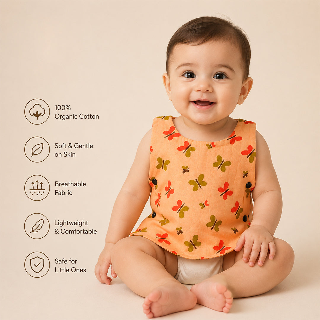 Muslin Organic Cotton Book Print Jabla for Newborn Babies (0-3 Months)  Soft & Breathable