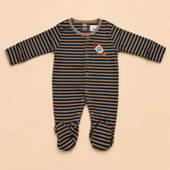 Navy Stripe Rocket Cotton Sleepsuit for Newborn Babies (0-12 Months) | Soft Full Sleeve Romper
