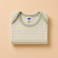 Green Stripe Cotton Baby Bodysuit (0-12 Months) | Soft, Breathable & Comfortable