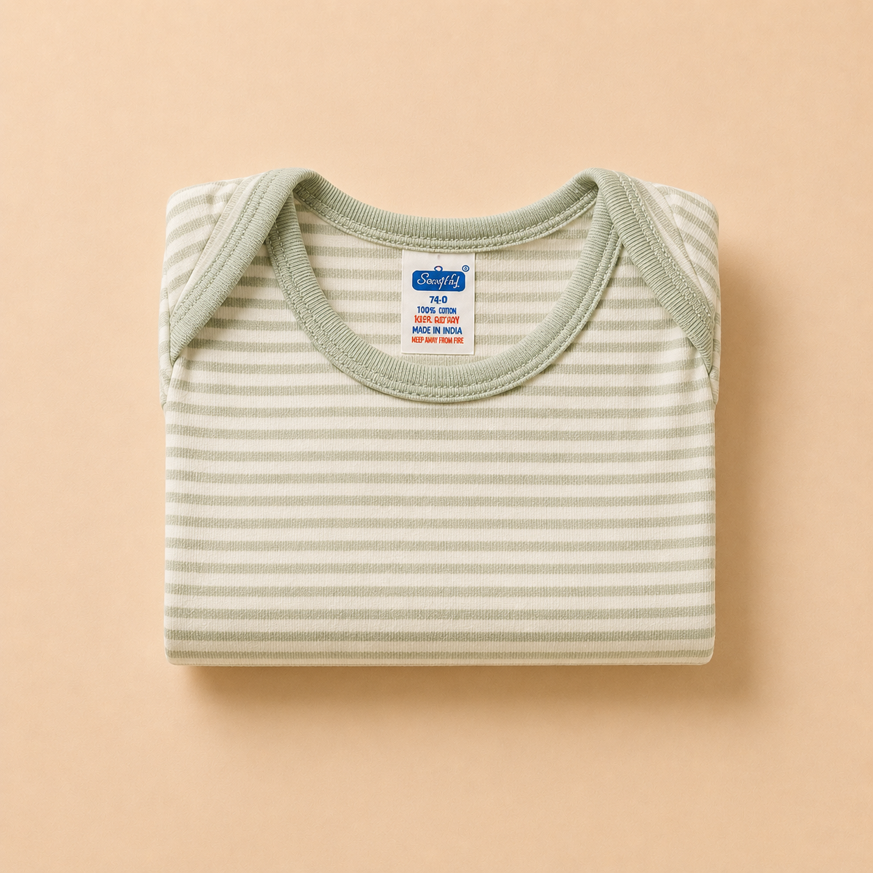Green Stripe Cotton Baby Bodysuit (0-12 Months) | Soft, Breathable & Comfortable