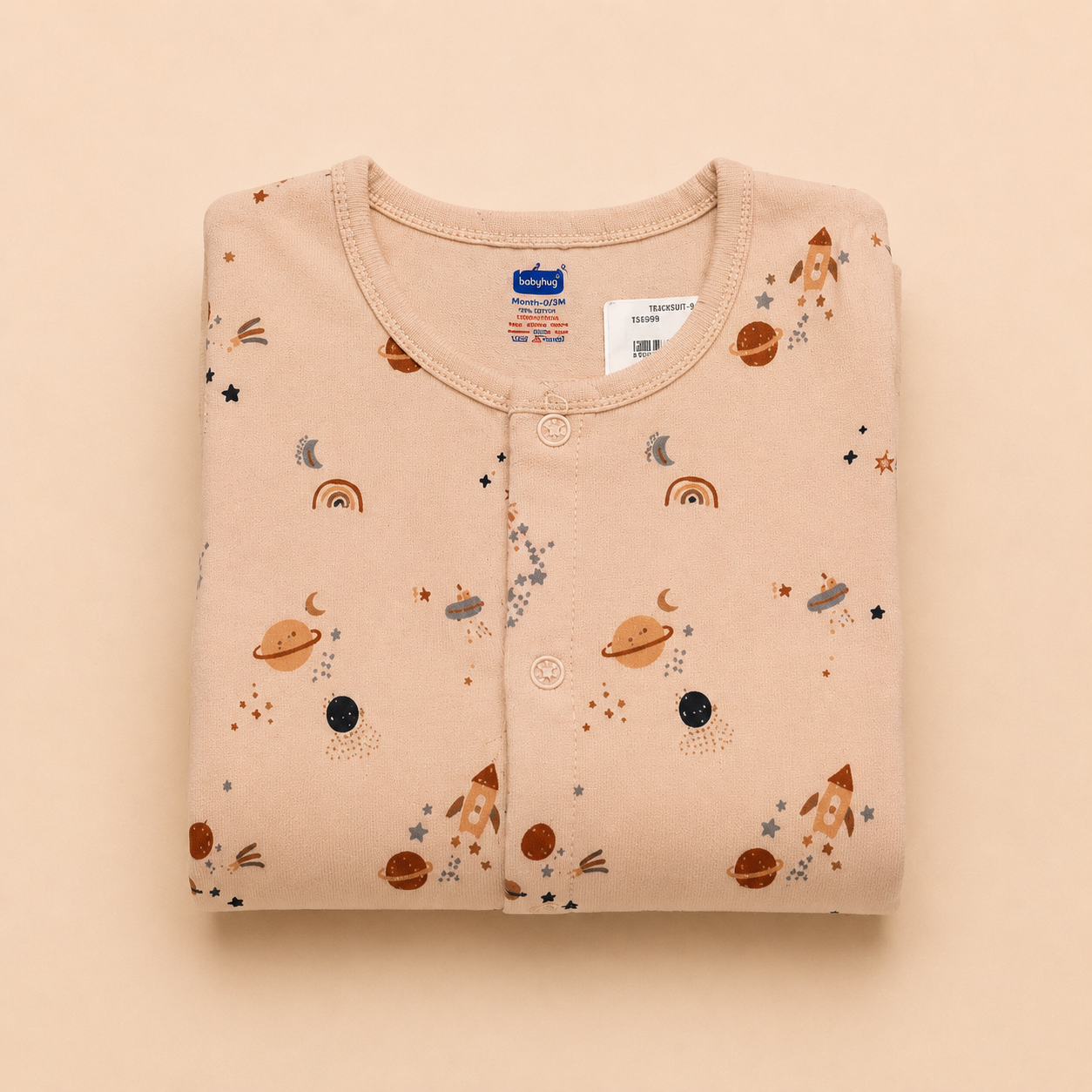 Space Adventure Cotton Footed Sleepsuit for Newborn Babies (0-12 Months) | Soft & Comfortable Romper