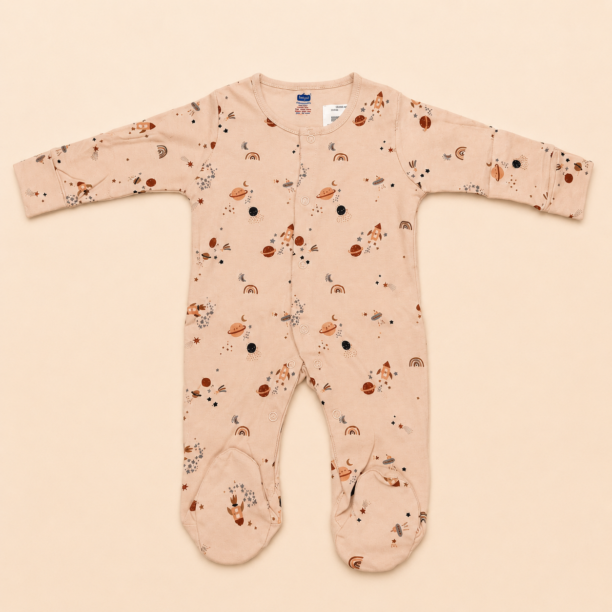 Space Adventure Cotton Footed Sleepsuit for Newborn Babies (0-12 Months) | Soft & Comfortable Romper