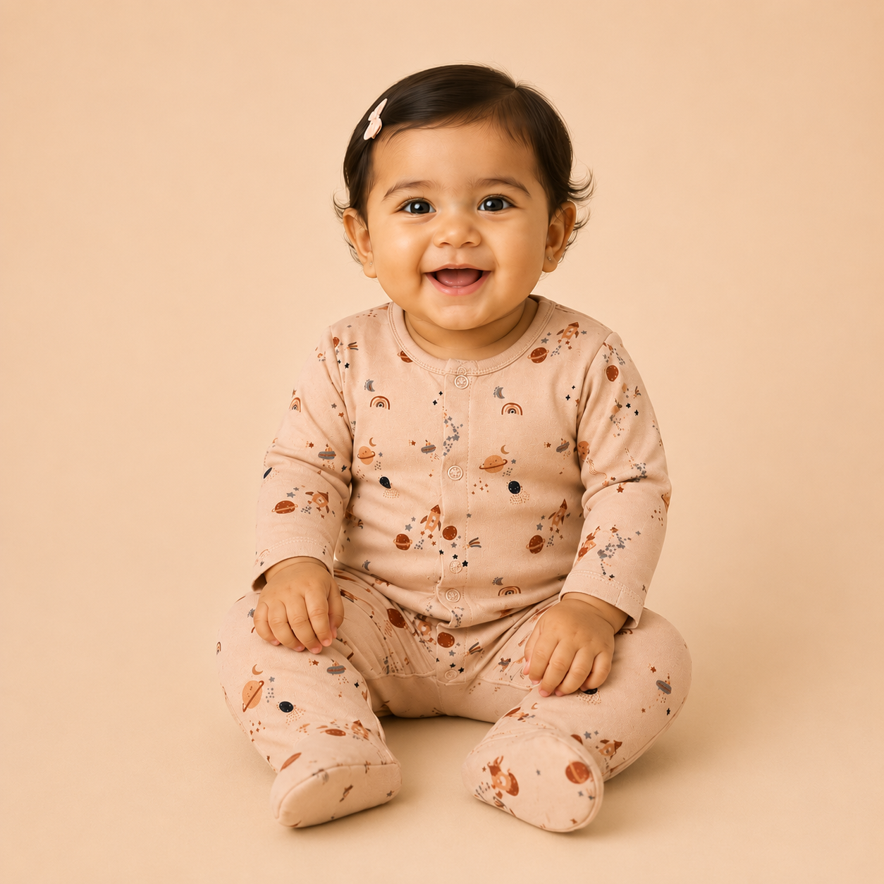 Space Adventure Cotton Footed Sleepsuit for Newborn Babies (0-12 Months) | Soft & Comfortable Romper