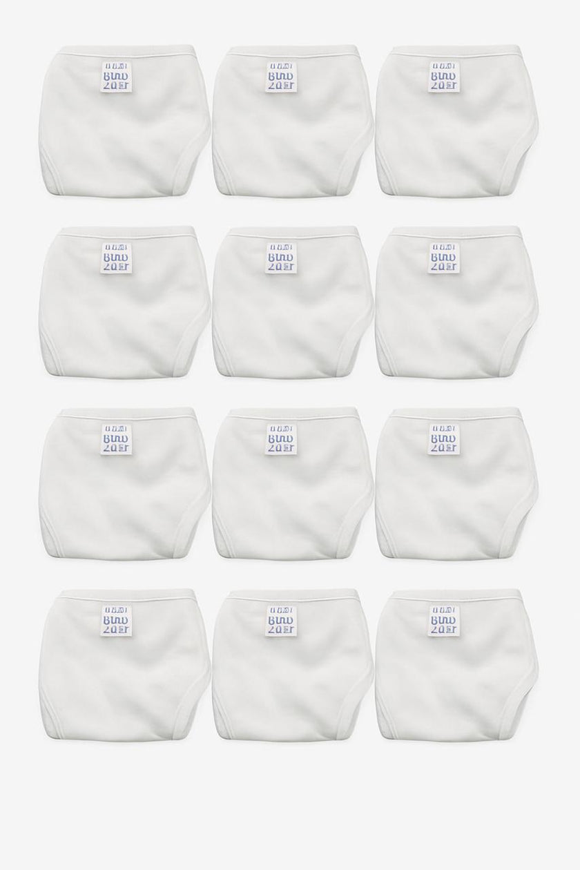 12 Pcs White Cotton Nappy Combo