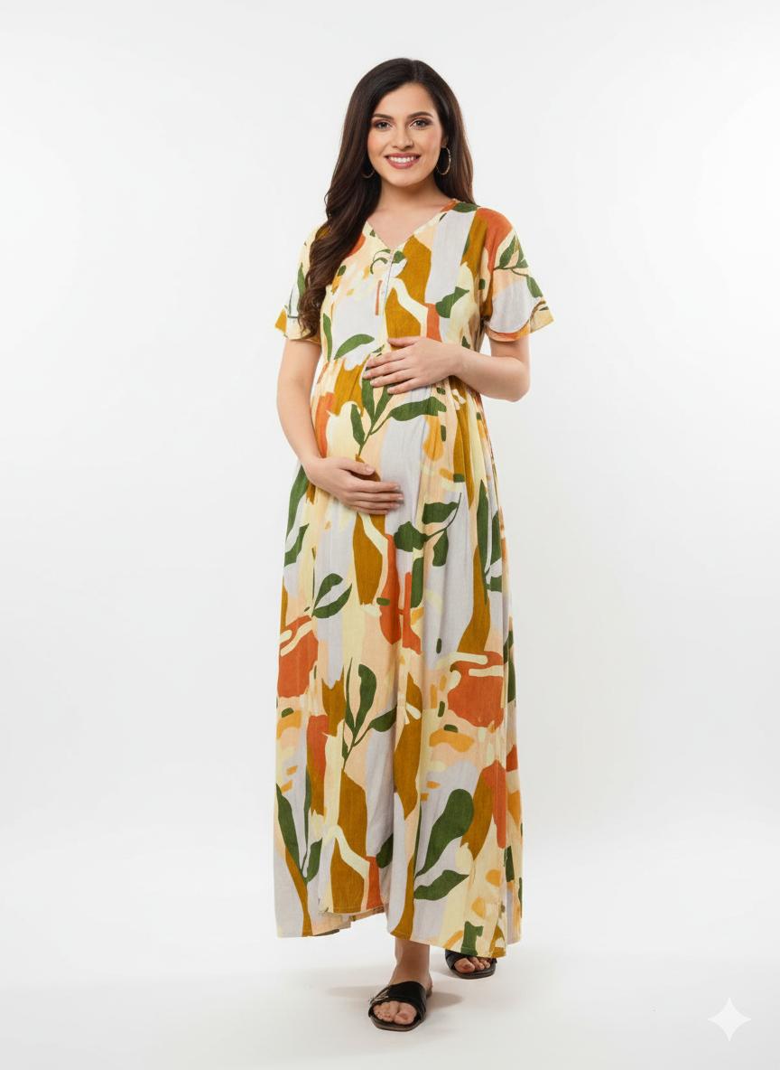 Autumn Leaf Comfort Maternity Maxi