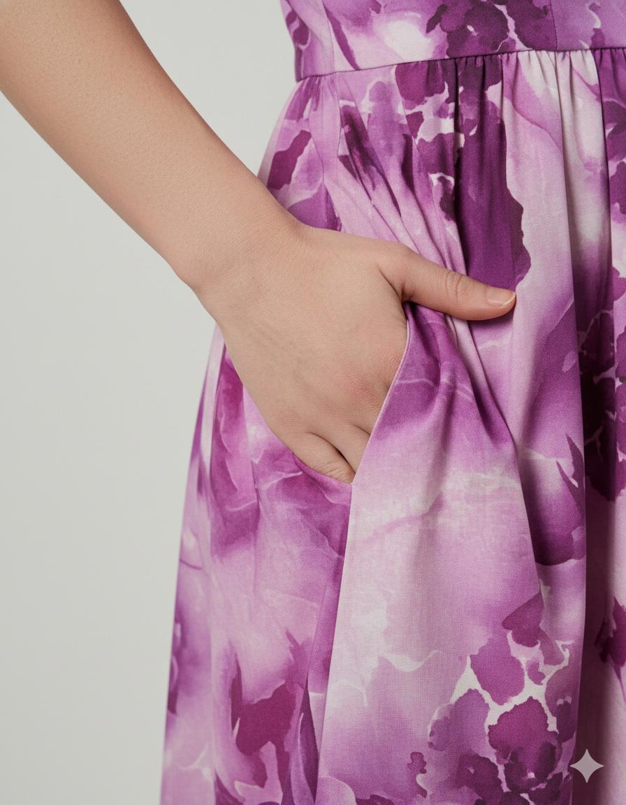 Purple Tie-Dye Style Maternity Maxi Dress