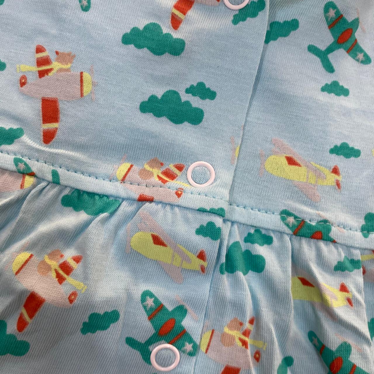 Blue Aeroplane Print Baby Frock