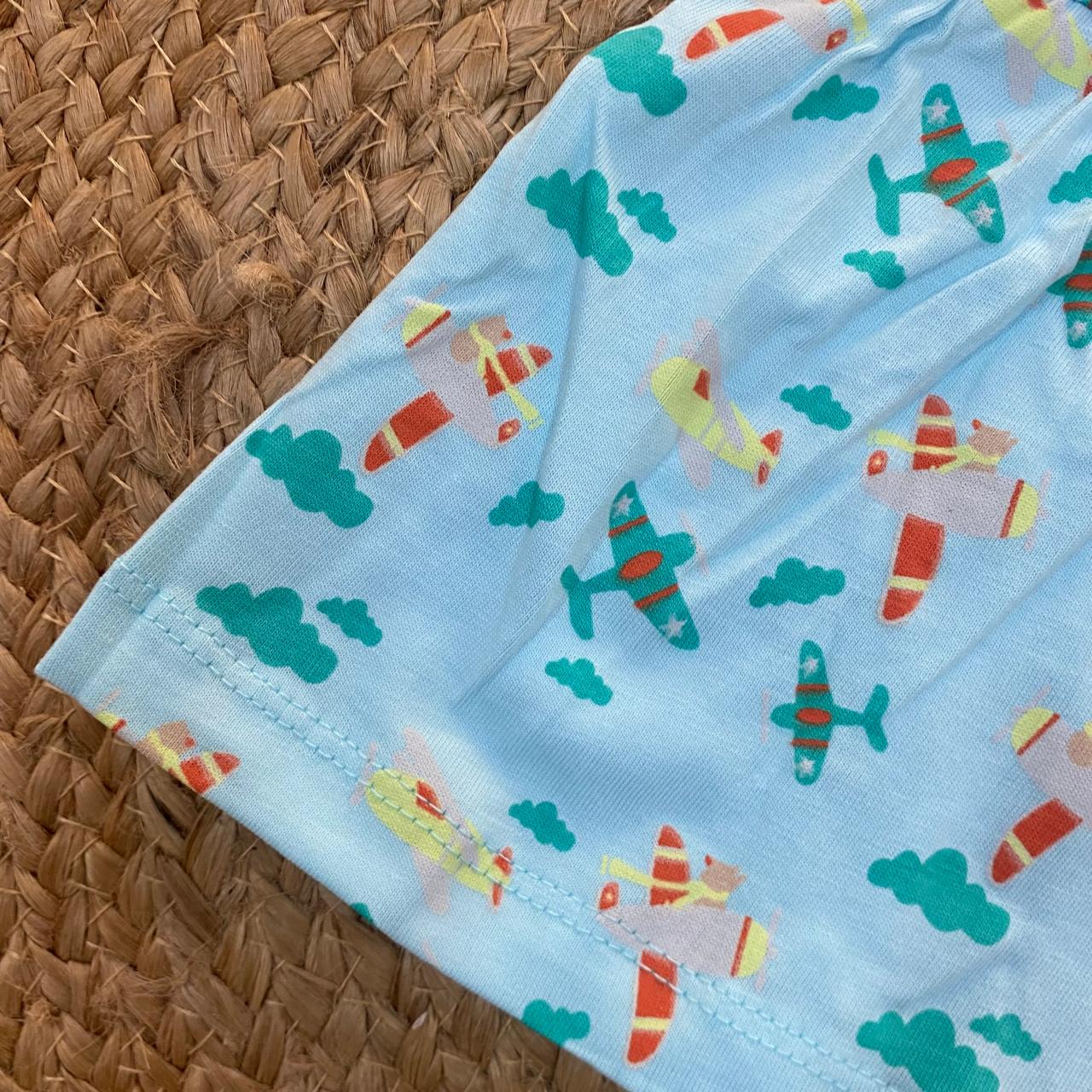 Blue Aeroplane Print Baby Frock
