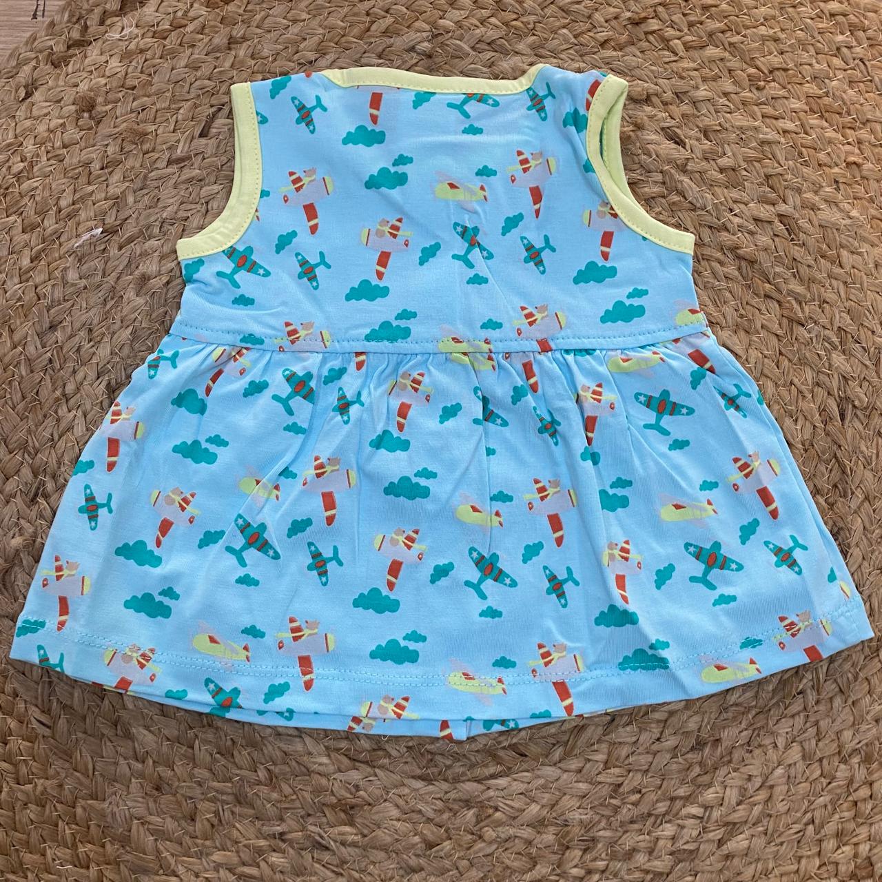 Blue Aeroplane Print Baby Frock