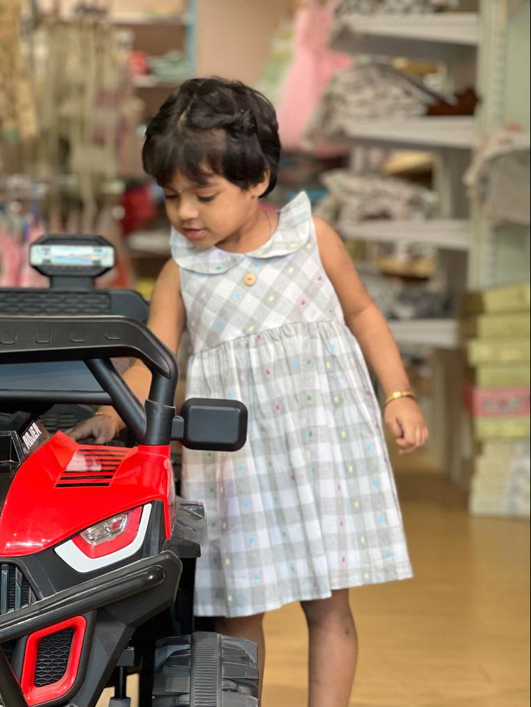 Grey Check Casual Dress