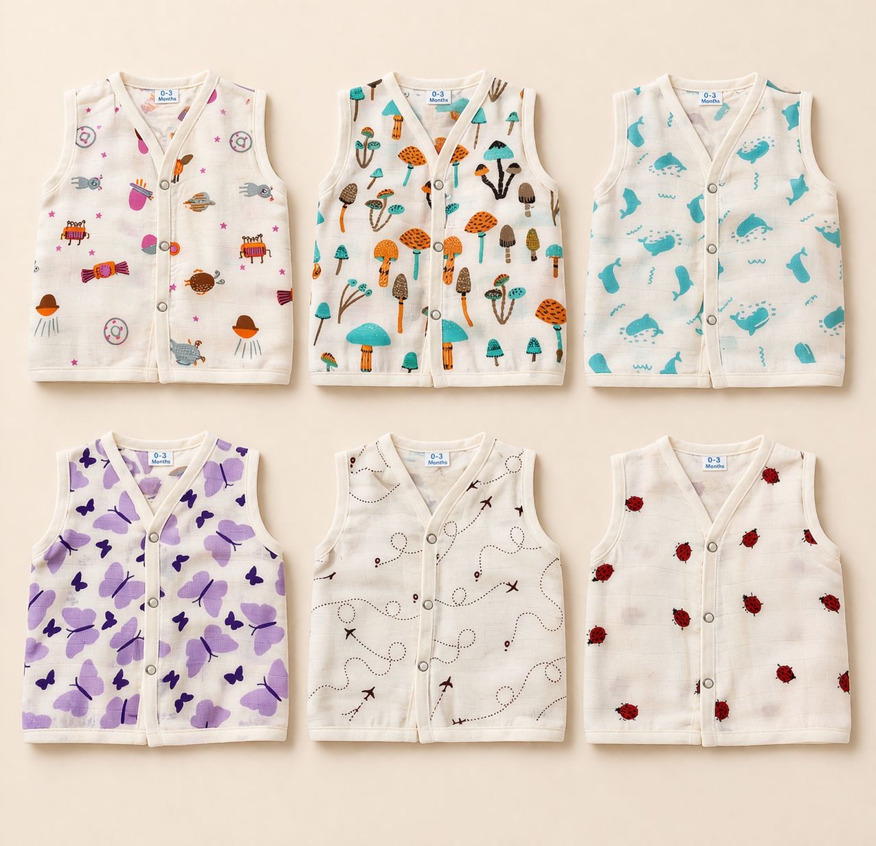 Muslin Jabla Button Type for Babies - Combo Packs - BEST SELLER - Mamadada
