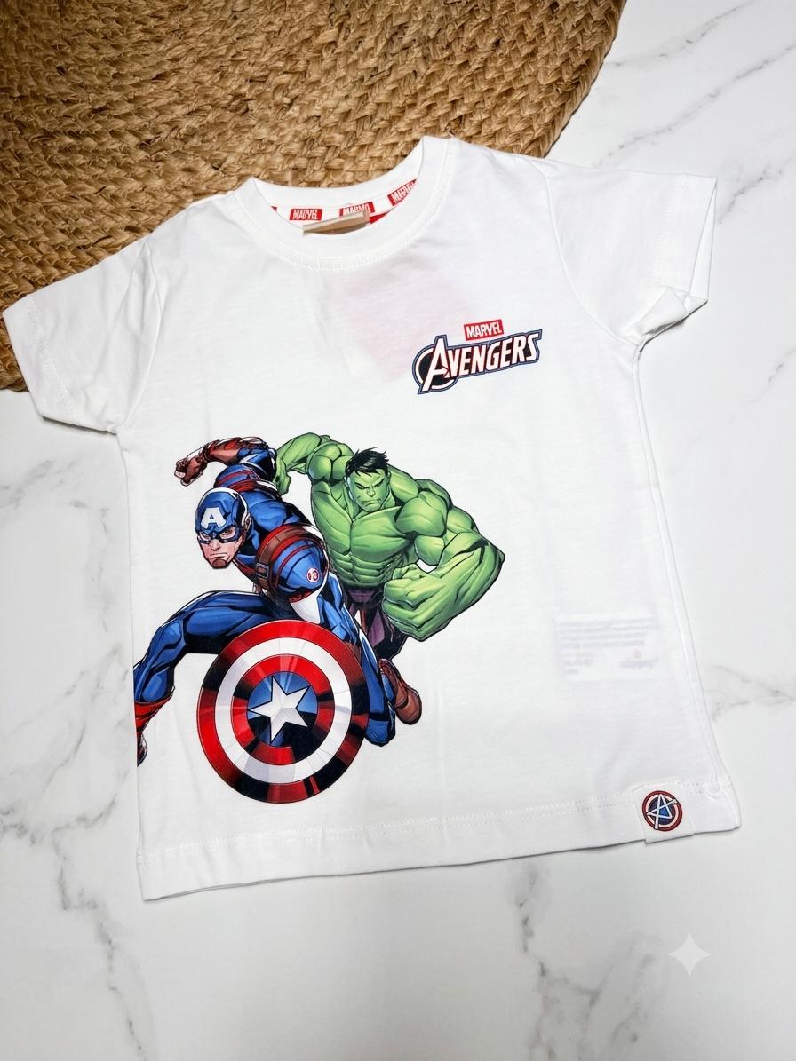 Marvel Avengers Boys White Half Sleeve Printed T-Shirt