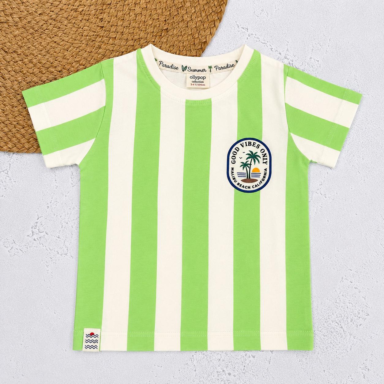 Good Vibes Only Striped Cotton T-Shirt