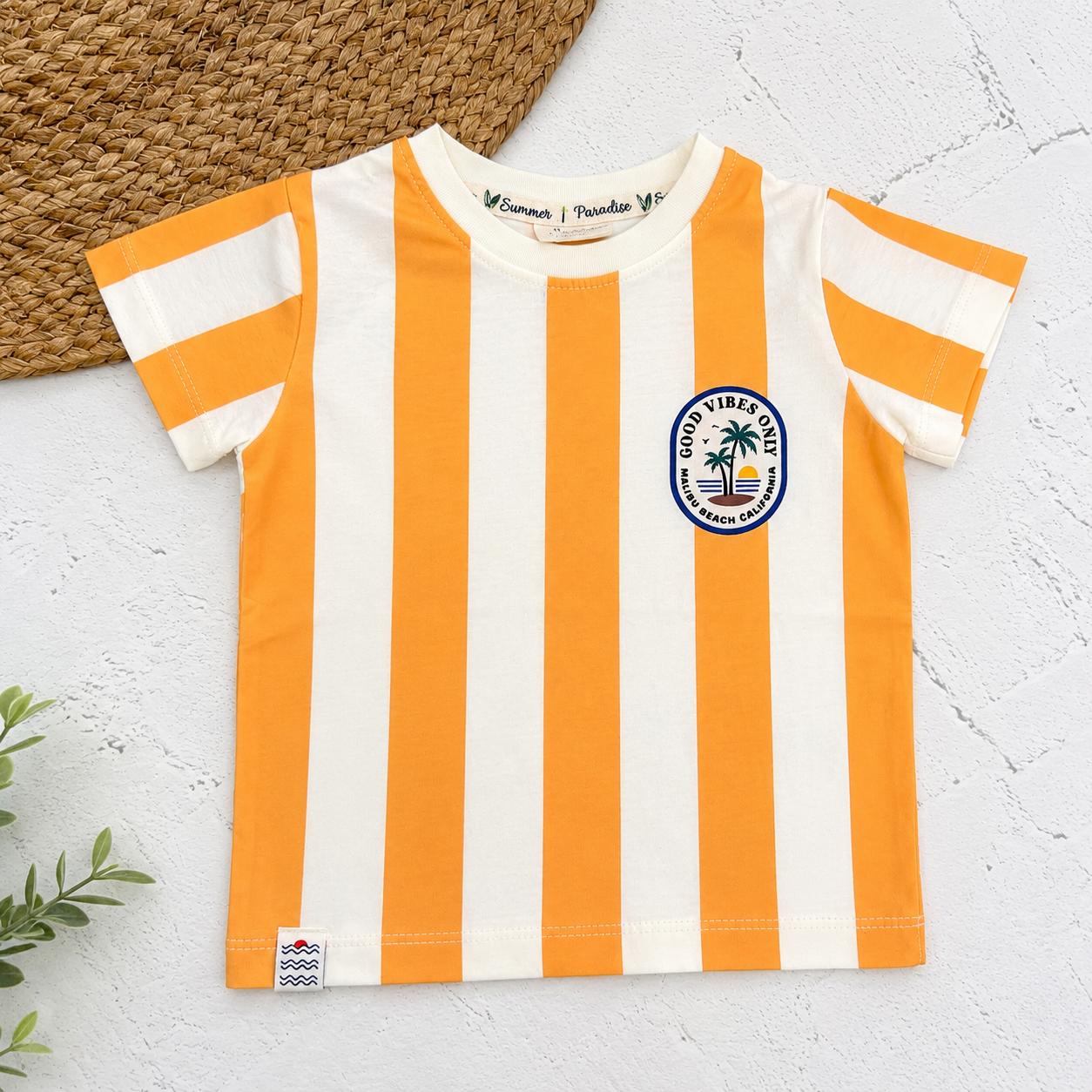 Good Vibes Only Striped Cotton T-Shirt