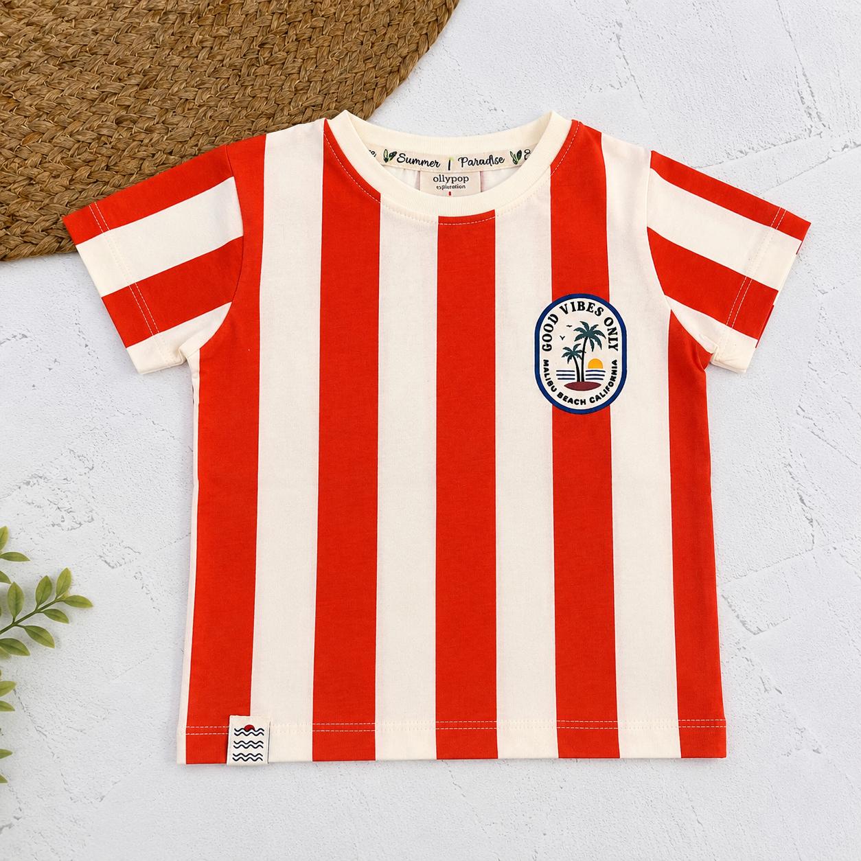 Good Vibes Only Striped Cotton T-Shirt