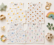 Soft Nest Muslin Jabla Set – Pack of 4 (Random Prints)