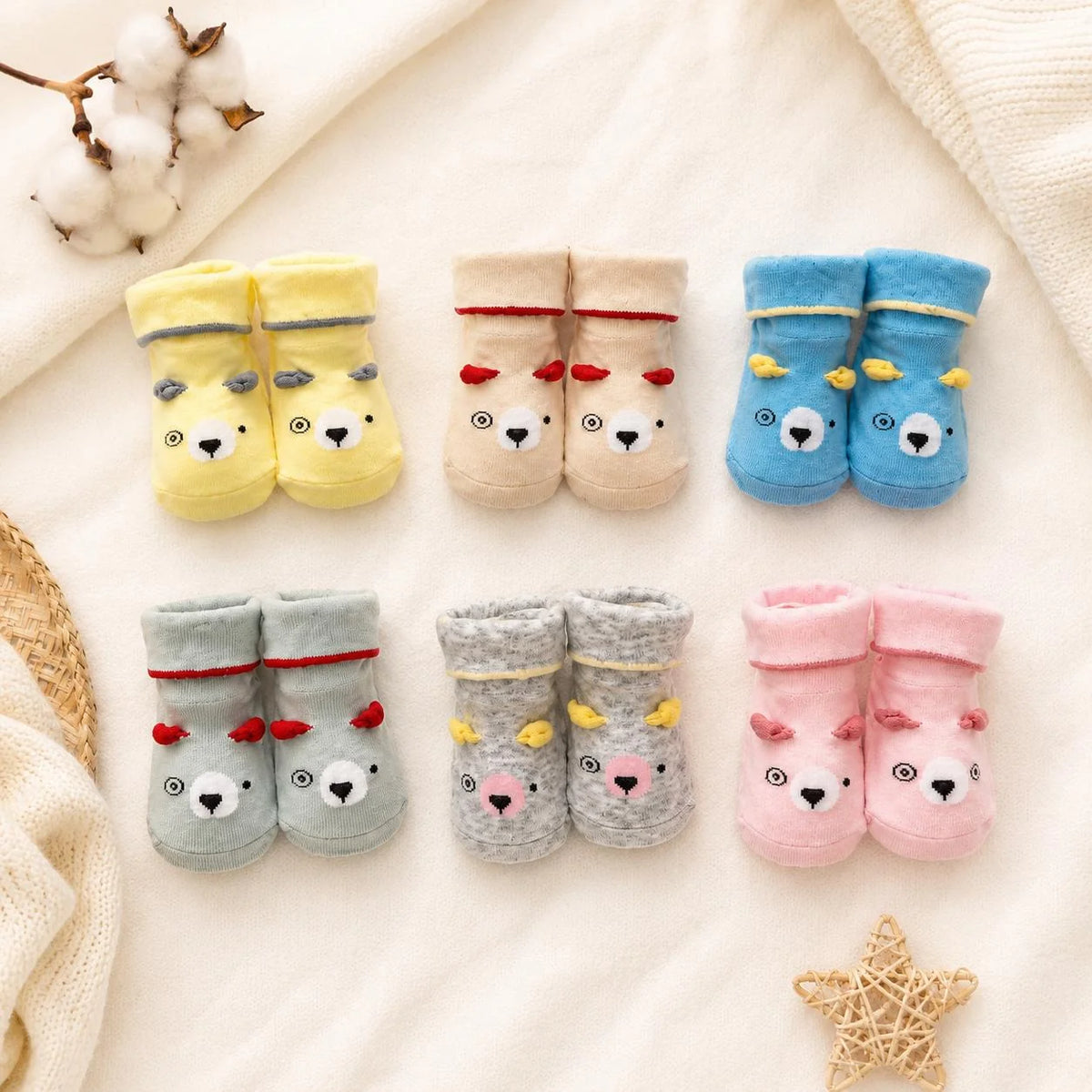 Cute Newborn Baby Booties Combo Pack 6