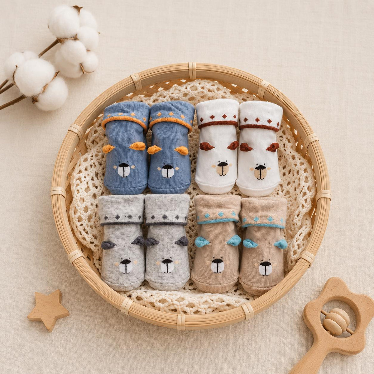 Cute Newborn Baby Booties Combo Pack 4