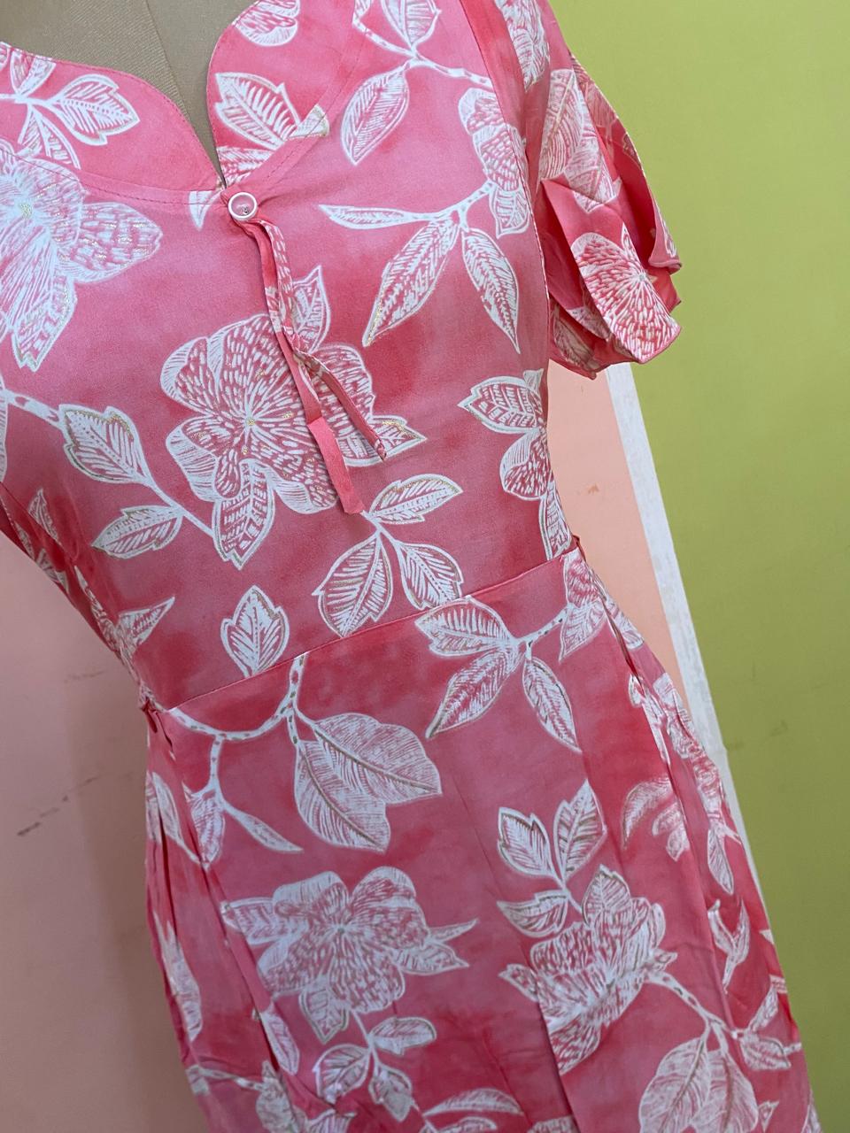 Rose Pink Floral Printed Maternity Maxi Dress