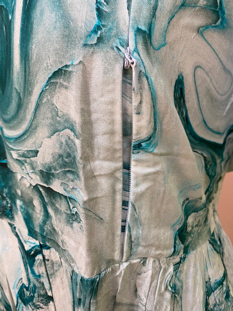 Teal Marble Print Maternity Maxi Dress