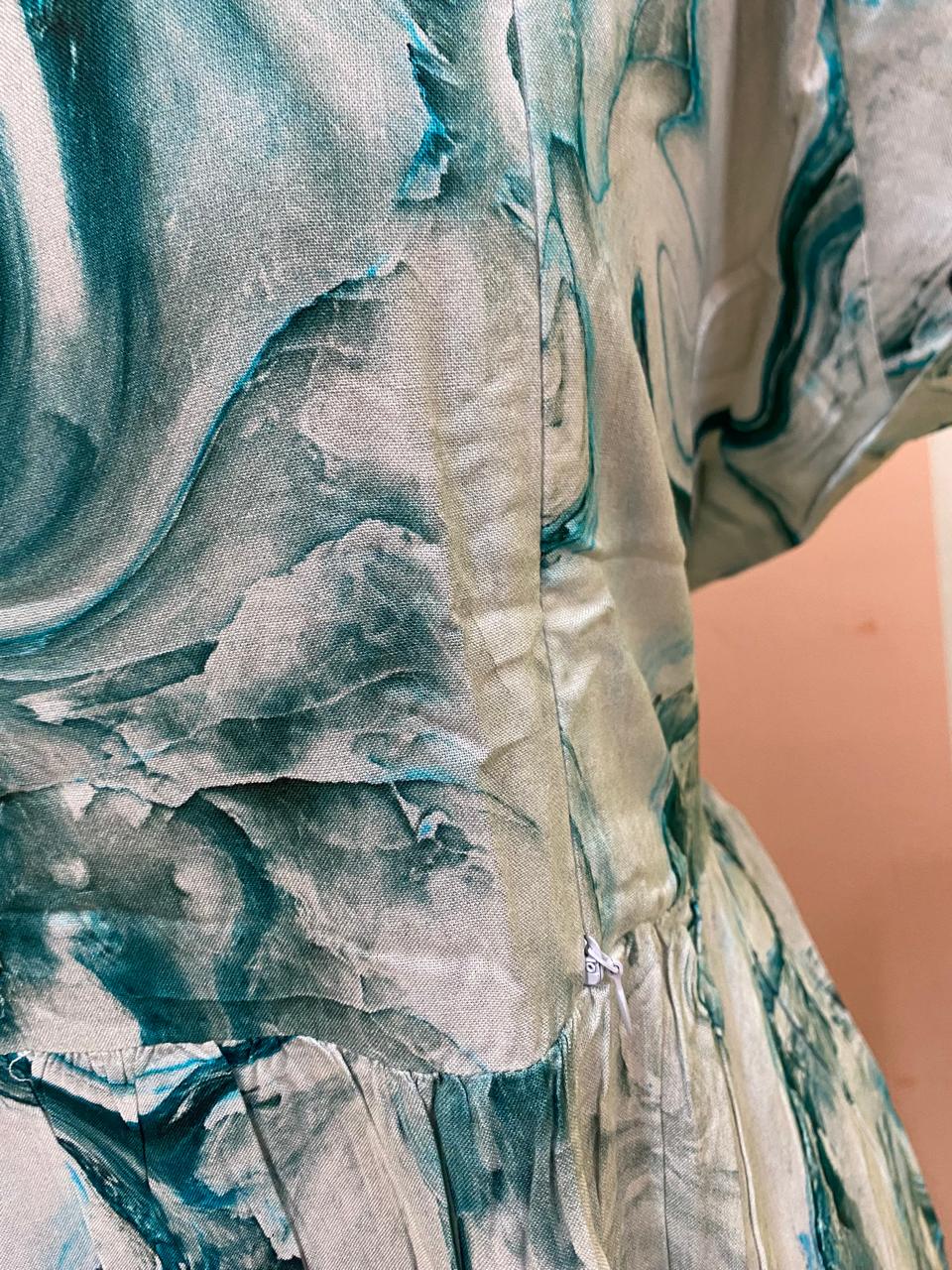 Teal Marble Print Maternity Maxi Dress