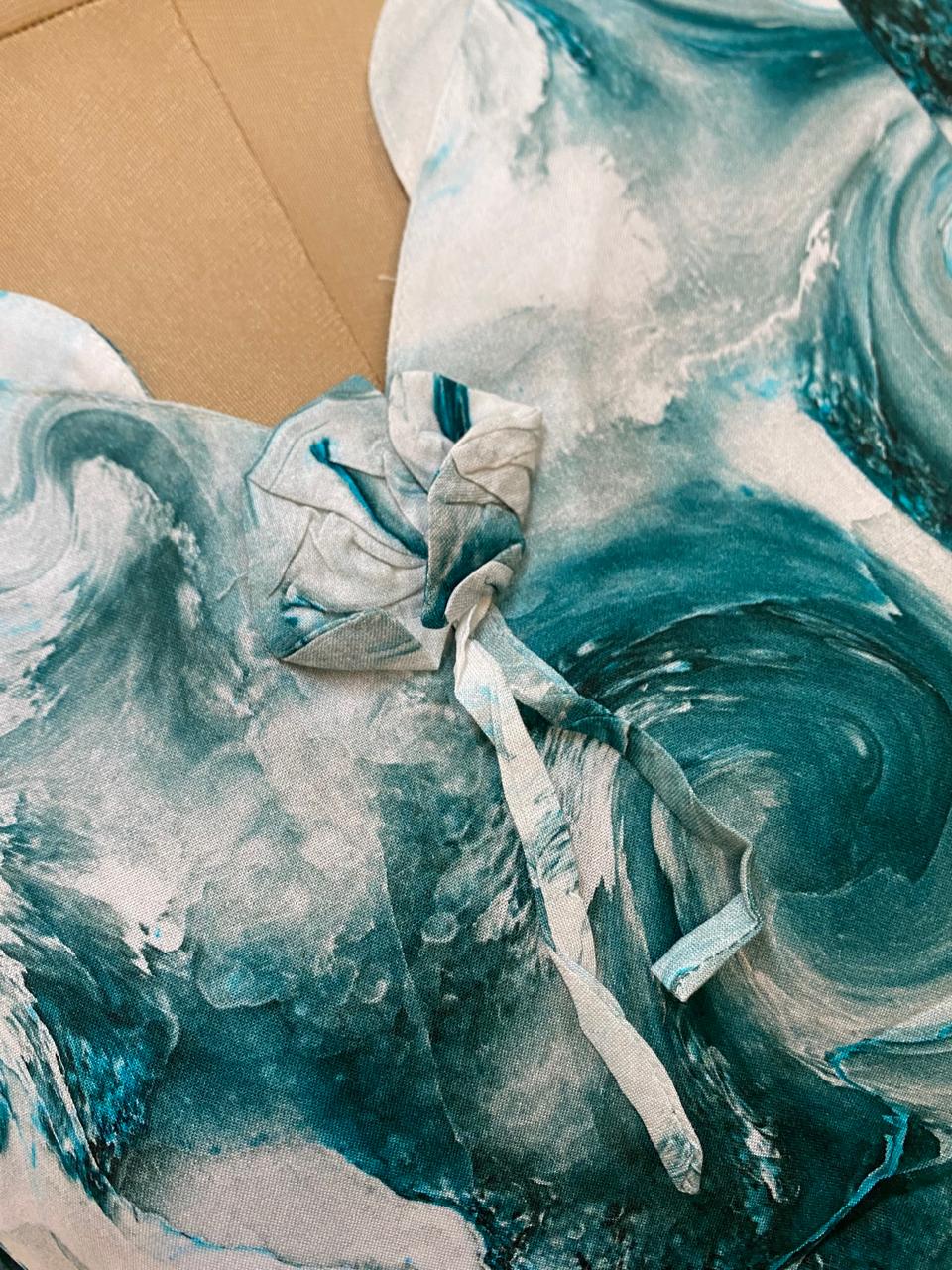 Teal Marble Print Maternity Maxi Dress