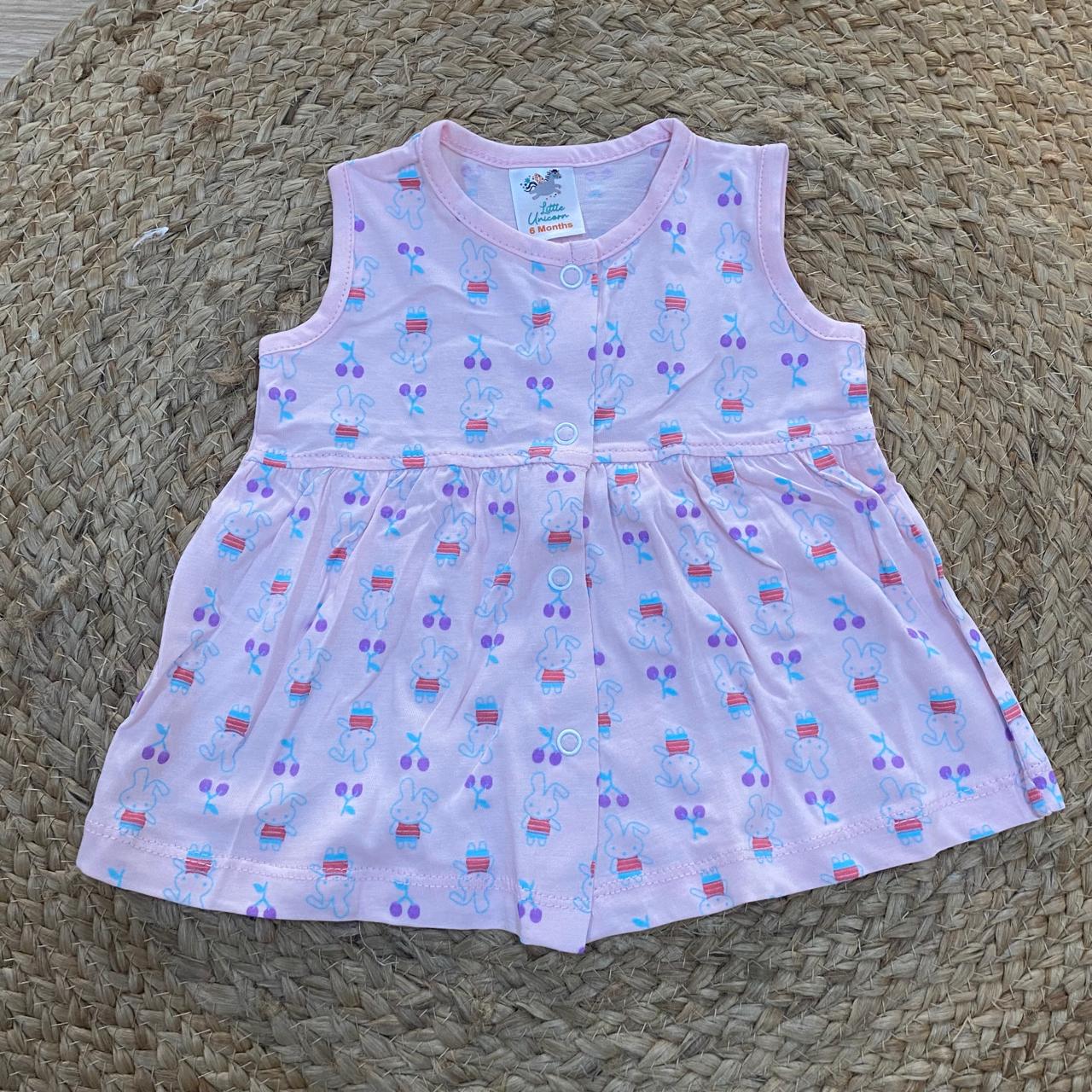 Lavender Bunny Print Baby Frock