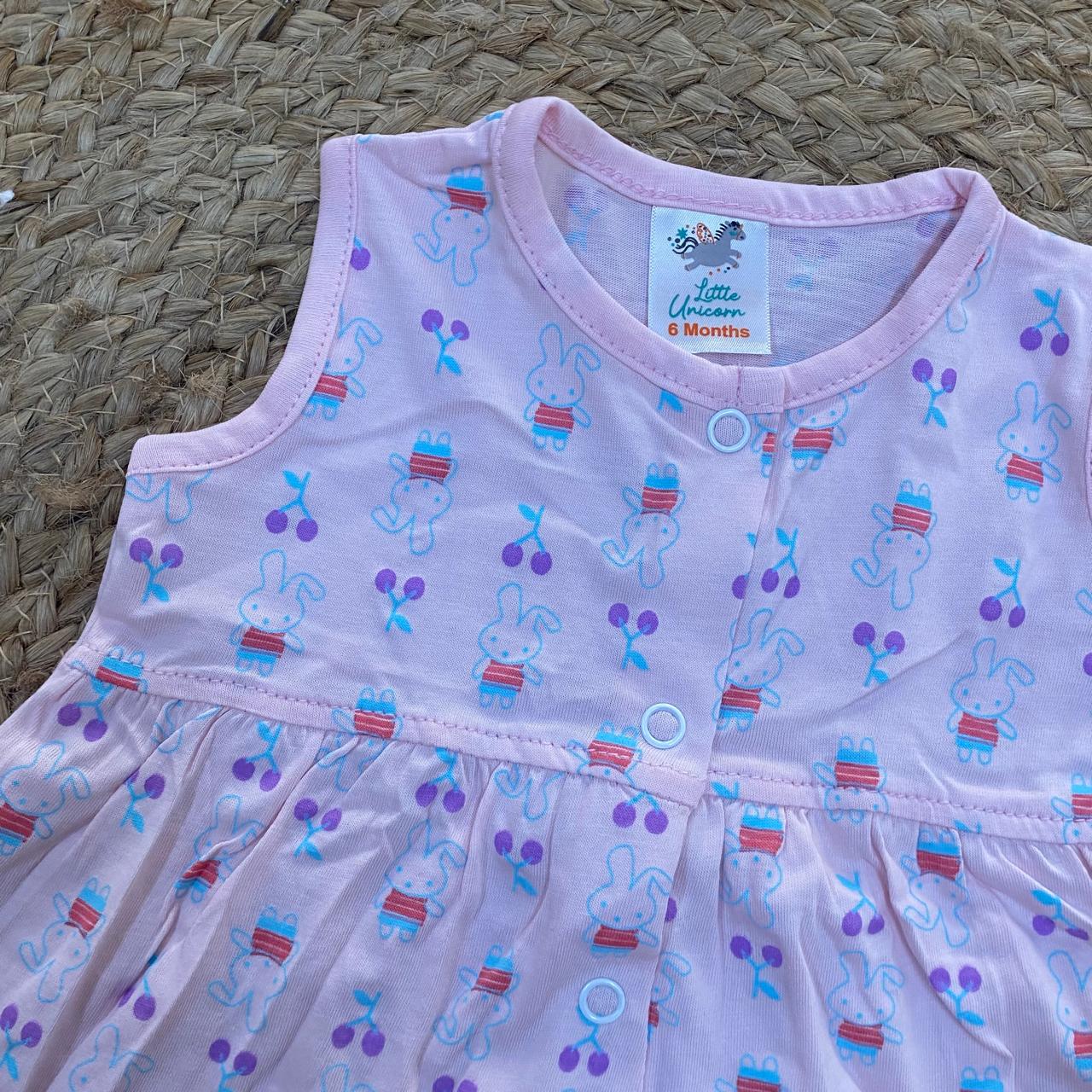 Lavender Bunny Print Baby Frock