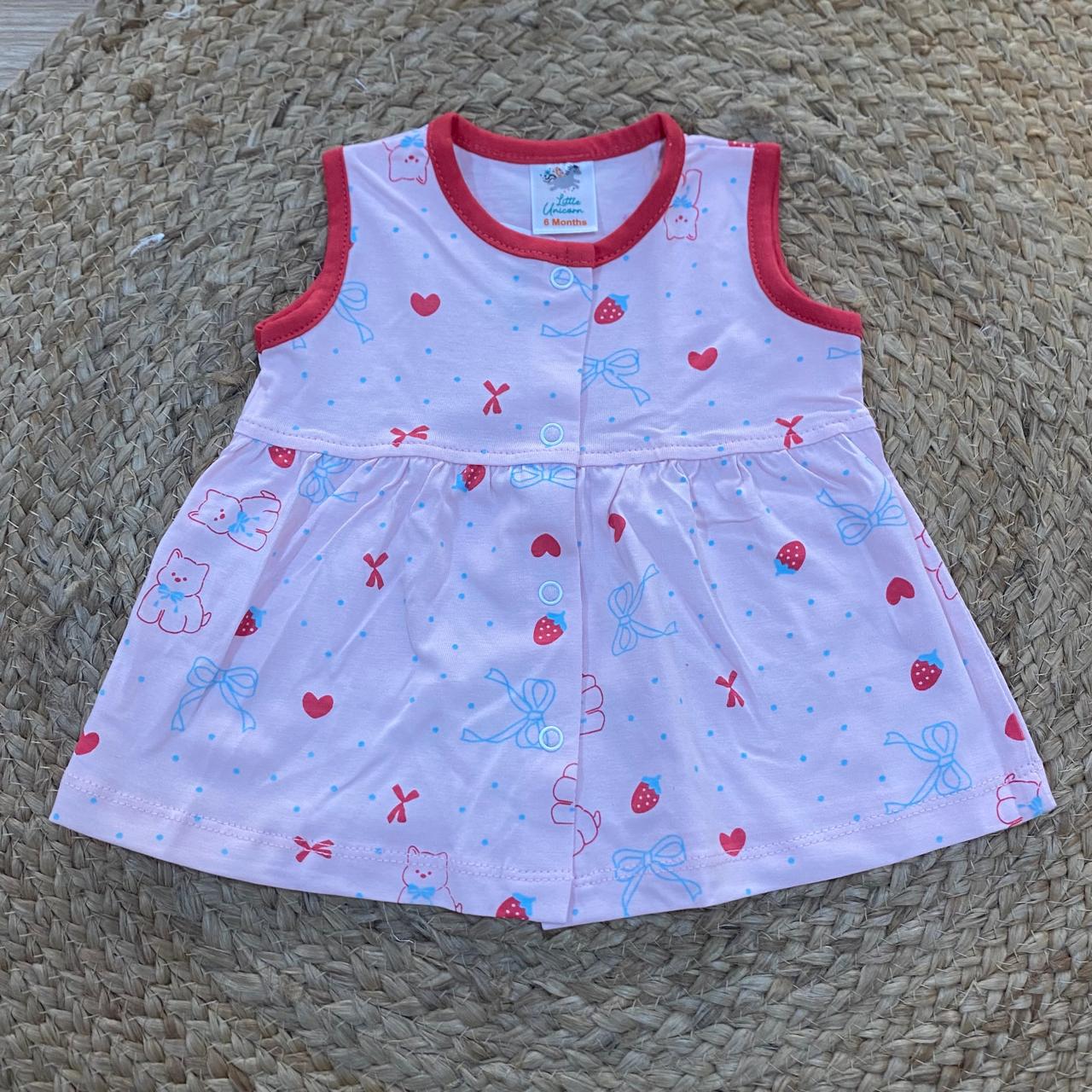 Pink Bow Print Baby Frock