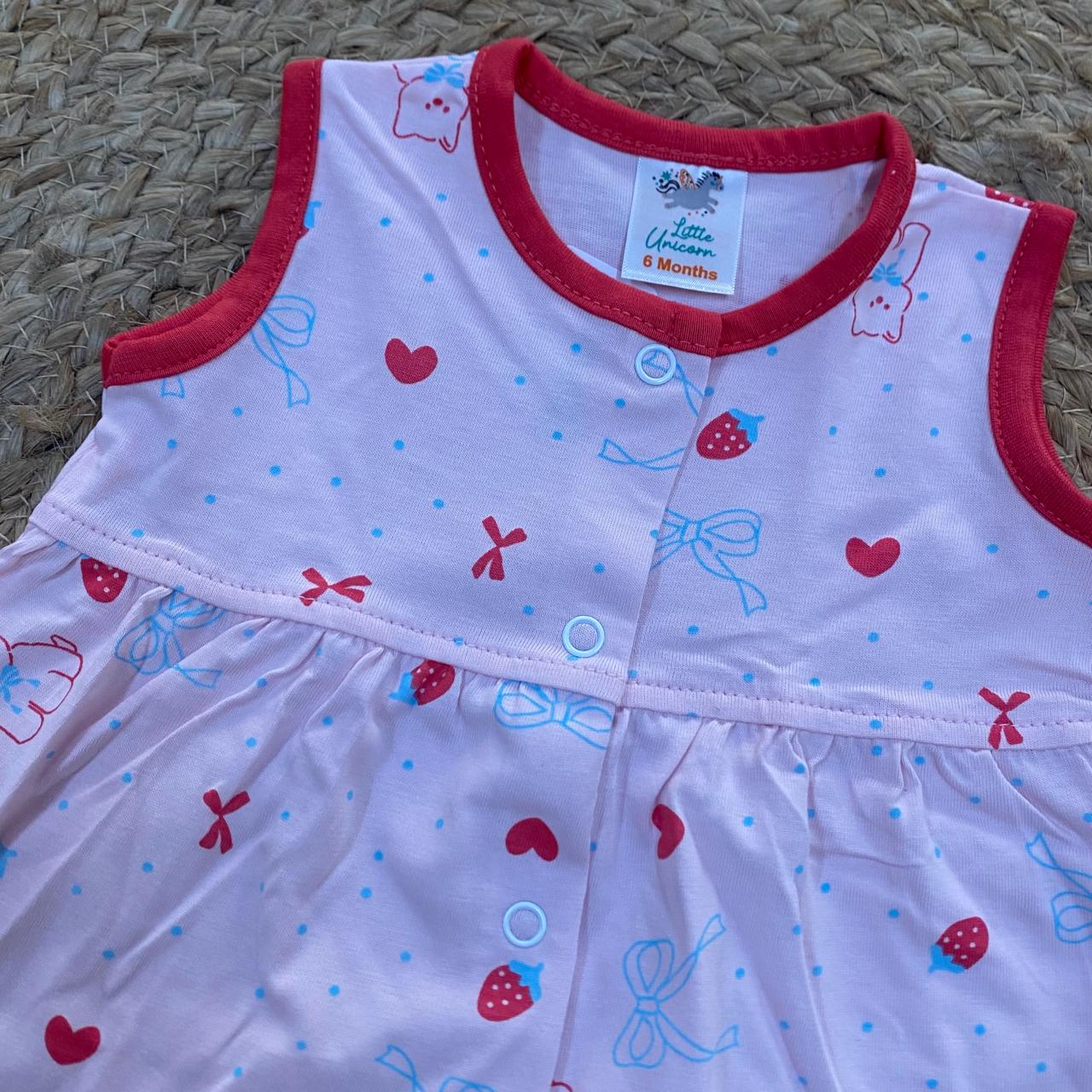 Pink Bow Print Baby Frock