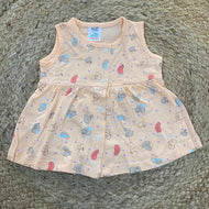 Peach Bunny Print Baby Frock