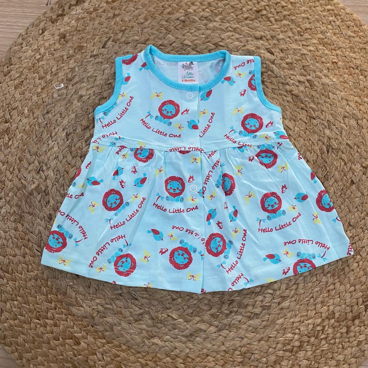 Aqua Lion Print Baby Frock