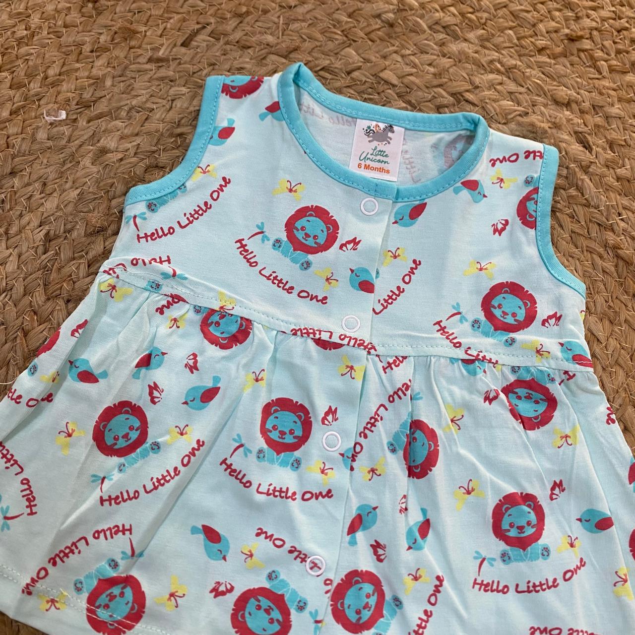 Aqua Lion Print Baby Frock