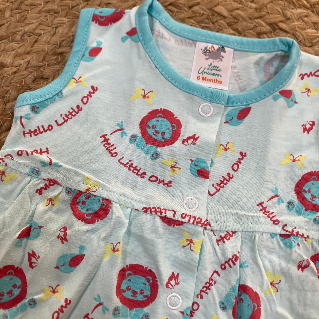 Aqua Lion Print Baby Frock