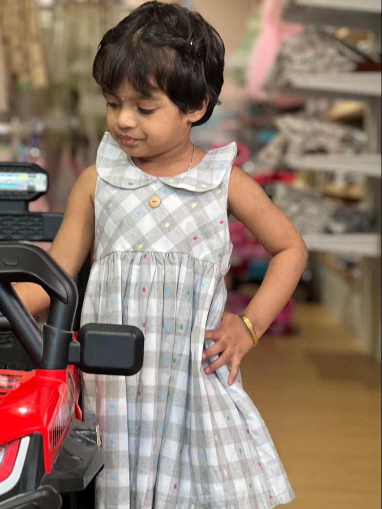 Grey Check Casual Dress