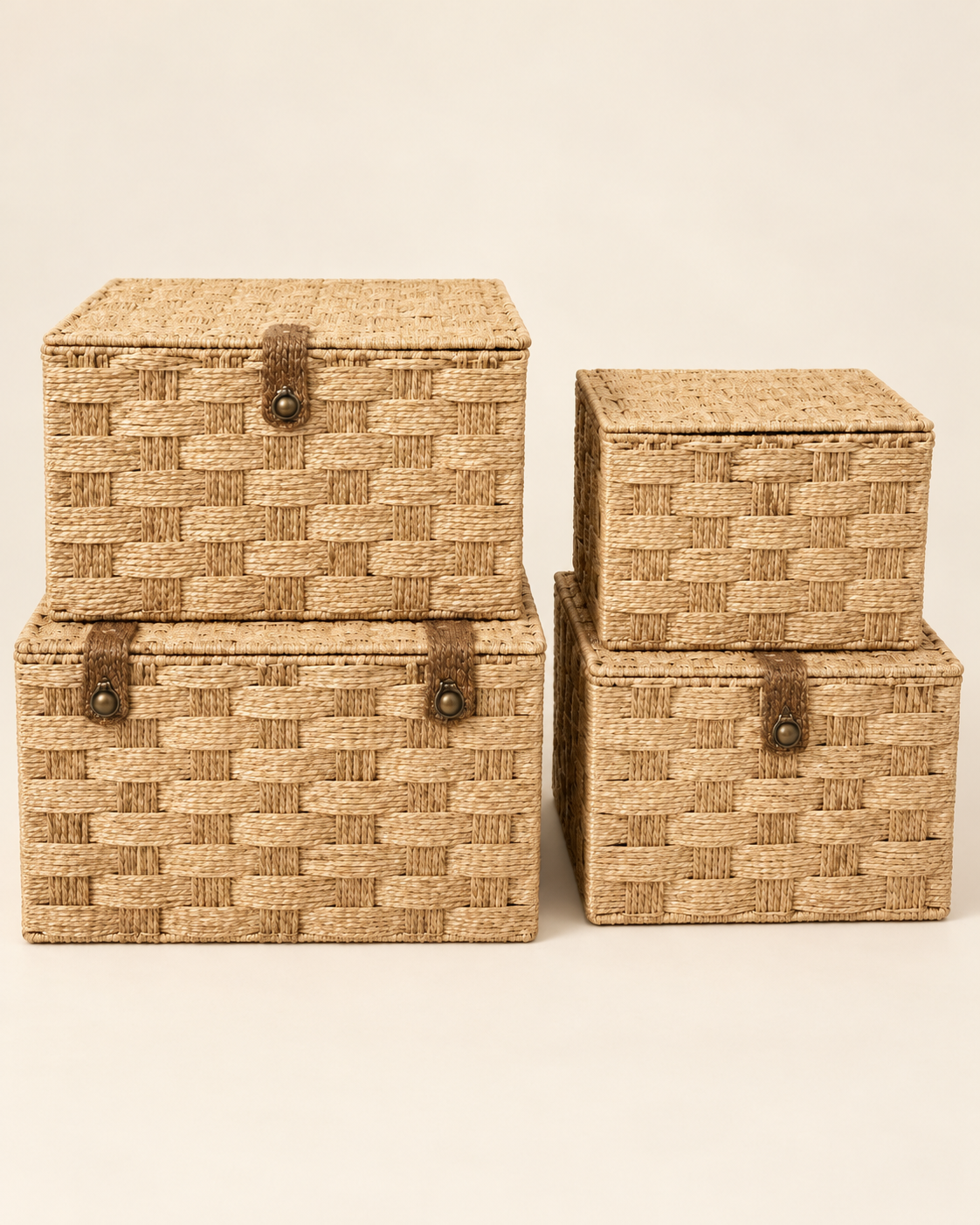 Set of 4 Woven Storage Baskets with Lids - Mamadada