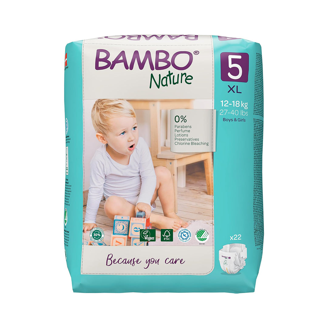 Bambo Nature Premium Baby Tape Diapers for Babies. Super Absorbent, Breathable, Extra Soft, Dermatologically Tested, Hypoallergenic Infant Nappies With Wetness Indicator