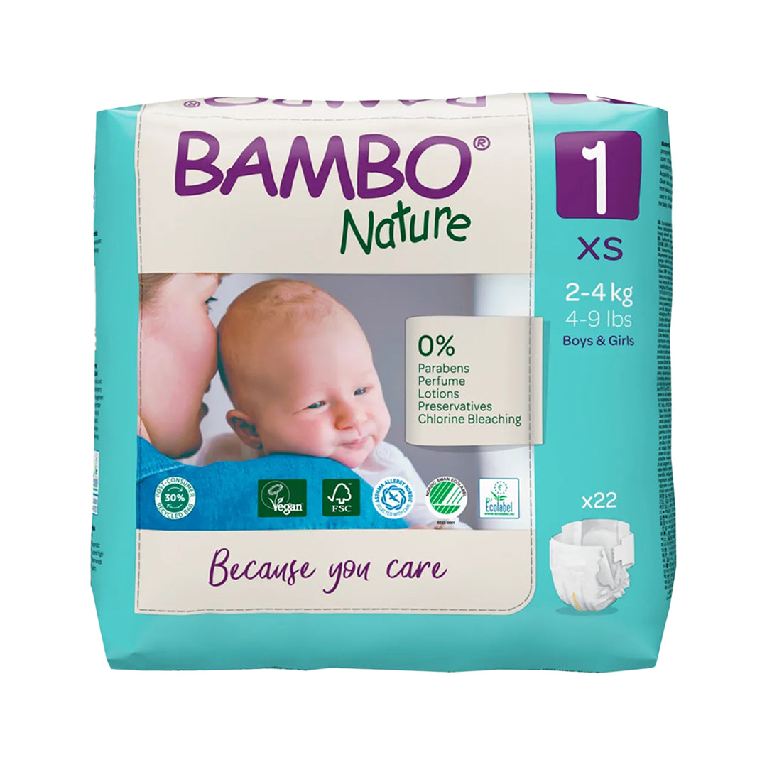 Bambo Nature Premium Baby Tape Diapers for Babies. Super Absorbent, Breathable, Extra Soft, Dermatologically Tested, Hypoallergenic Infant Nappies With Wetness Indicator