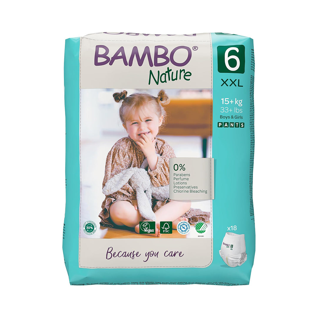 Bambo Nature Premium Baby Pants Diapers for Babies. Super Absorbent, Breathable, Extra Soft, Dermatologically Tested, Hypoallergenic Infant Nappies With Wetness Indicator