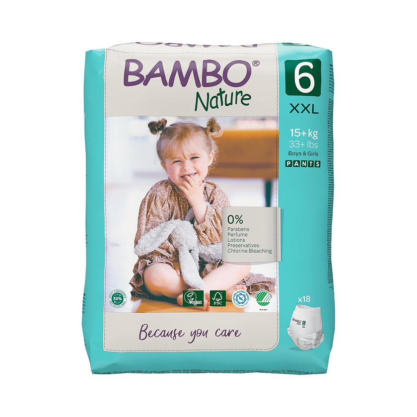 Bambo Nature Premium Baby Pants Diapers for Babies. Super Absorbent, Breathable, Extra Soft, Dermatologically Tested, Hypoallergenic Infant Nappies With Wetness Indicator