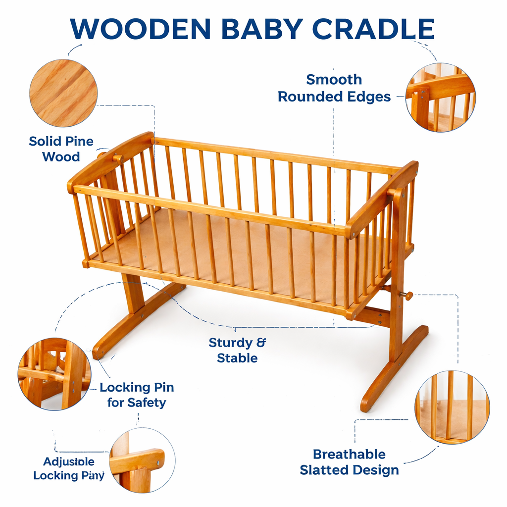 Little Dreamer Baby Cradle with Wheels