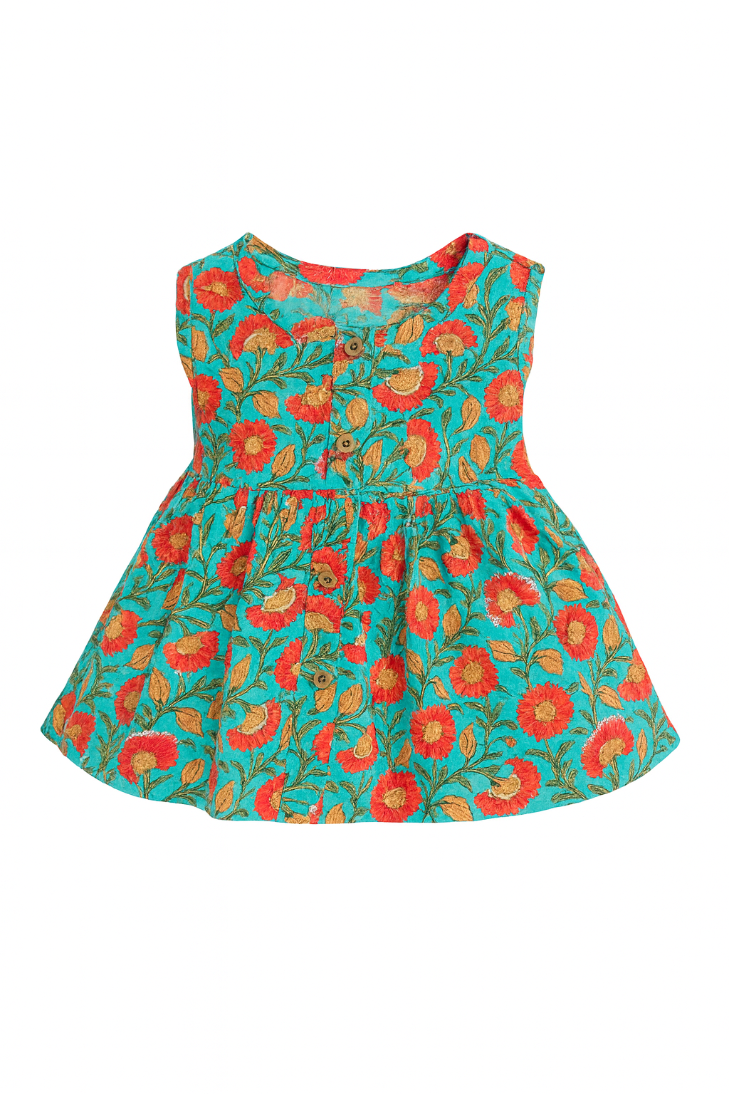 Aqua Red Floral Dress