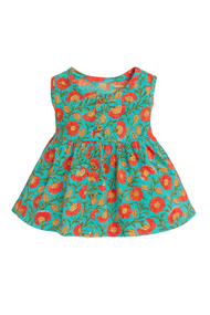 Aqua Red Floral Dress