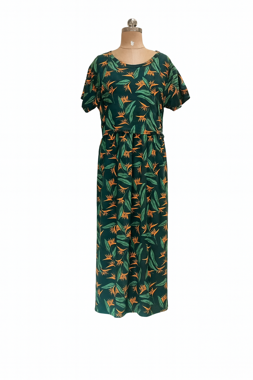 Tropical Green Feeding Maxi Dress