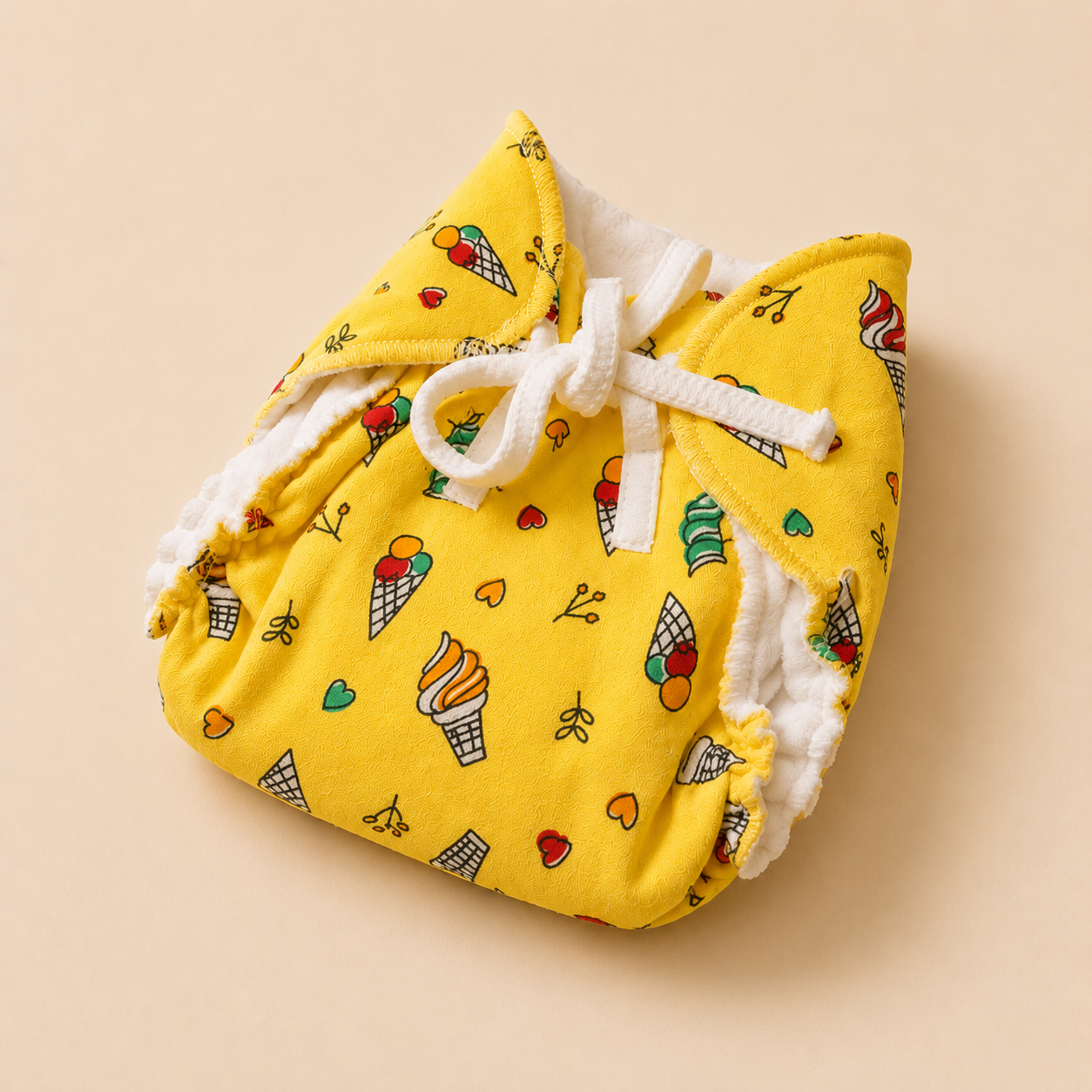 Premium Muslin Organic Cotton Knot Padded Nappy for Newborn Babies (0-3 Months)  Soft, Absorbent & Reusable