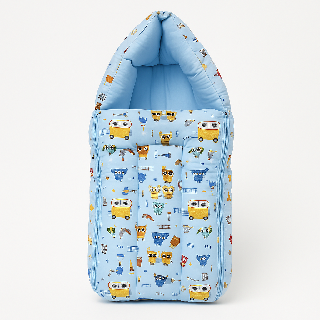 Blue cartoon baby sleeping bag carry nest
