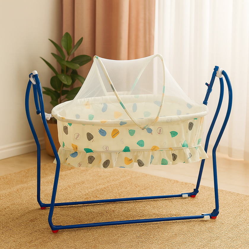 Complete Baby Care Combo – Bedding Set, Cradle, Sipper, Rattle & Waterproof Sheet