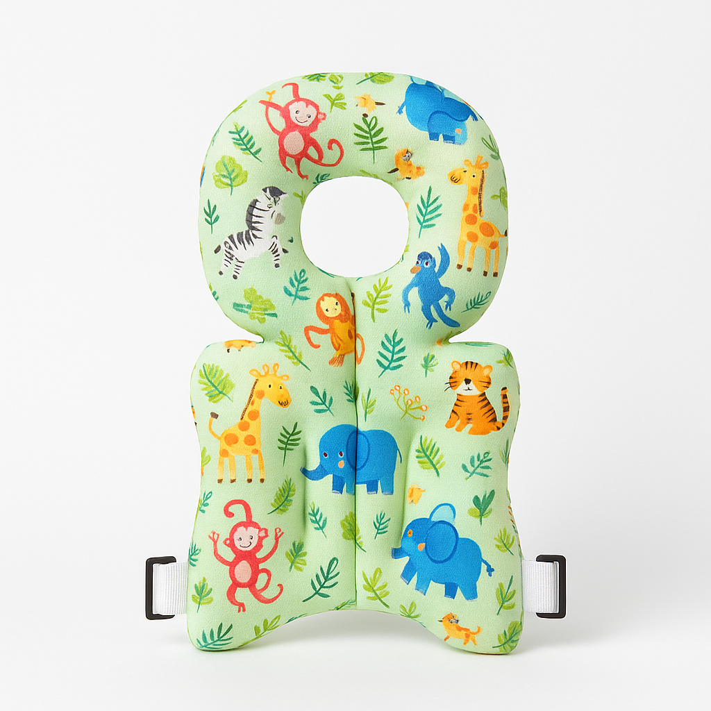 Baby Head Safety Pillow with Adjustable Straps – Multiple Prints