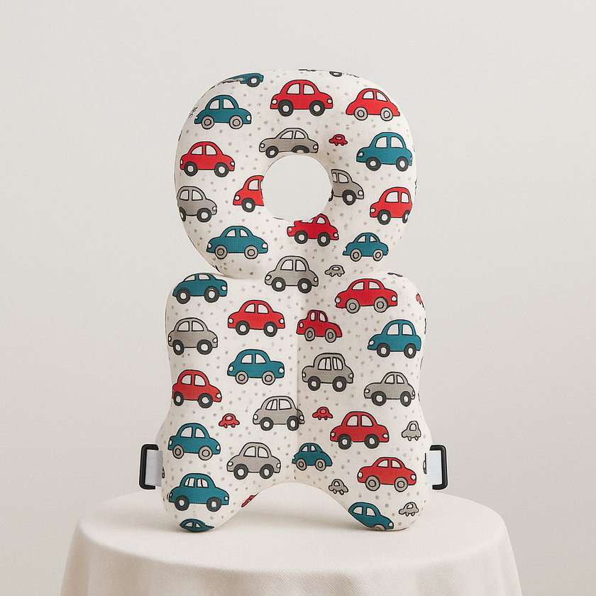 Baby Head Safety Pillow with Adjustable Straps – Multiple Prints