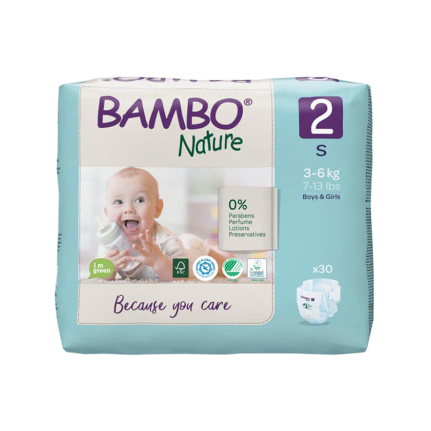 Bambo Nature Premium Baby Tape Diapers for New Born Baby, S Size (3-6 Kgs)
